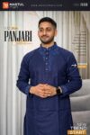 Premium Cotton Panjabi – Navy Blue Embroidered Elegance