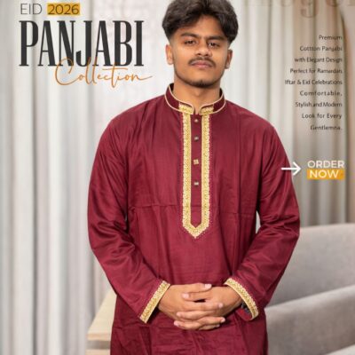 Premium Cotton Panjabi – Eid Special Edition (Maroon)