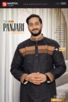 Premium Cotton Panjabi – Black & Copper Embroidery Edition