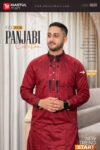 Premium Cotton Panjabi – Deep Red Black Embroidery Edition