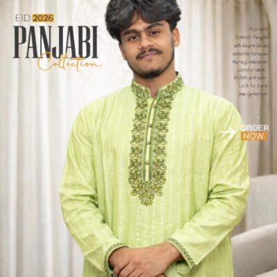 Premium Cotton Panjabi – Eid Special Edition (Light Green)