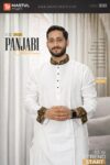 Premium Cotton Panjabi – Classic White with Royal Black-Gold Accents