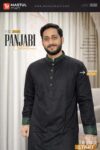 Premium Cotton Panjabi – Classic Black with Green Accent