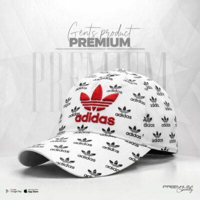 Classic Pattern Logo Premium Cap (White & Black)