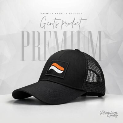 Black Mesh Flag Patch Premium Cap