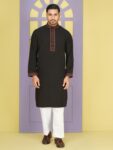 Premium Ebony Black Cotton Panjabi