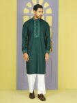 Premium Emerald Green Cotton Panjabi