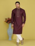 Premium Deep Maroon Cotton Panjabi