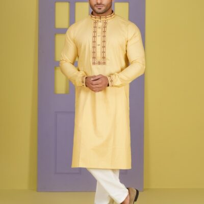 Premium Golden Sand Cotton Panjabi