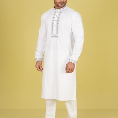 Premium Pristine White Cotton Panjabi