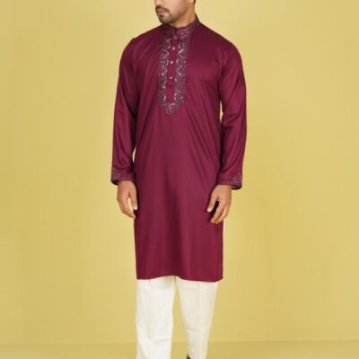 Premium Royal Magenta Cotton Panjabi