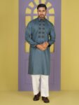 Premium Slate Blue Cotton Panjabi