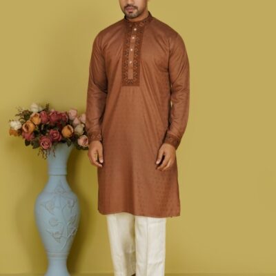 Premium Copper Earth Cotton Panjabi