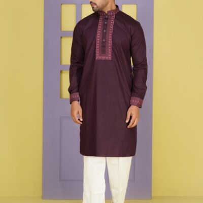 Premium Deep Plum Cotton Panjabi