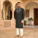Premium Charcoal Black Cotton Panjabi