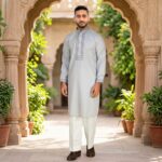 Premium Silver Grey Cotton Panjabi