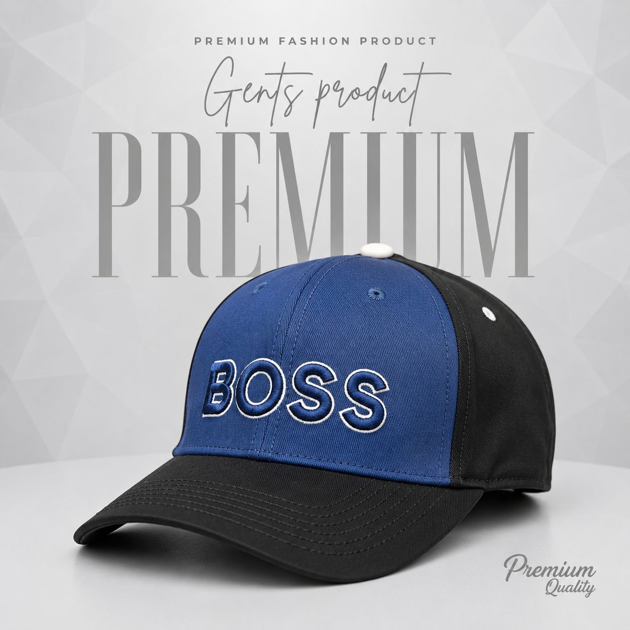 Hugo Boss Blue and Black Two-Tone Embroidered Logo Cap